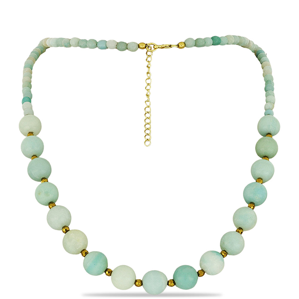 Kullattu hopeaKaulakoru Amatsoniitillä ja Cerro Bolívar de Hematiitilla