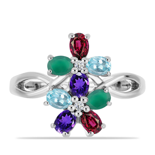 HopeaSormus Marokon Ametistilla ja Vihreällä Akaatilla