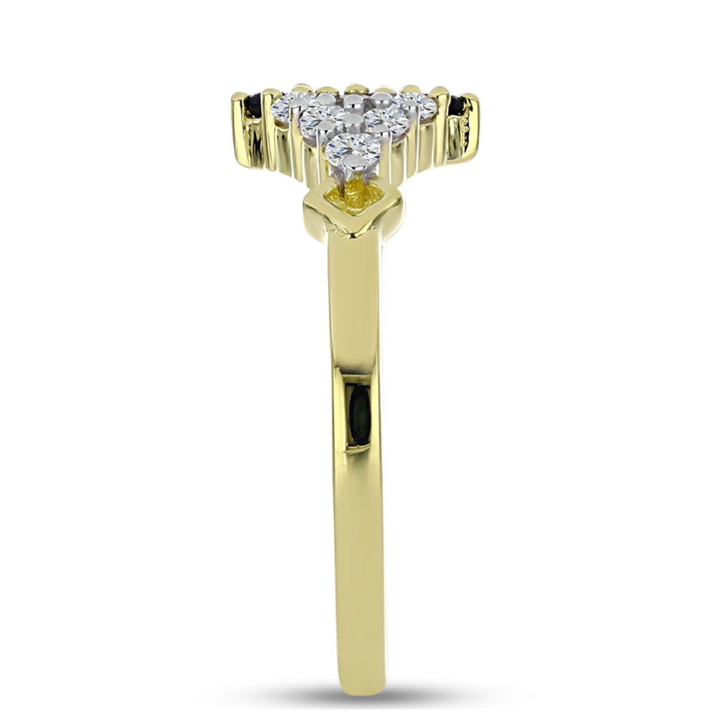 Kullattu hopeaSormus Mustalla Spinellillä ja Valkoisella Topaasilla