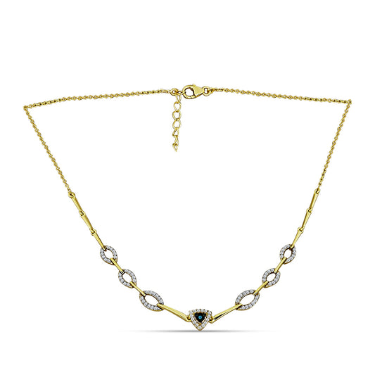 Kullattu hopeaKaulakoru Sinisellä Timantilla ja Valkoisella Topaasilla