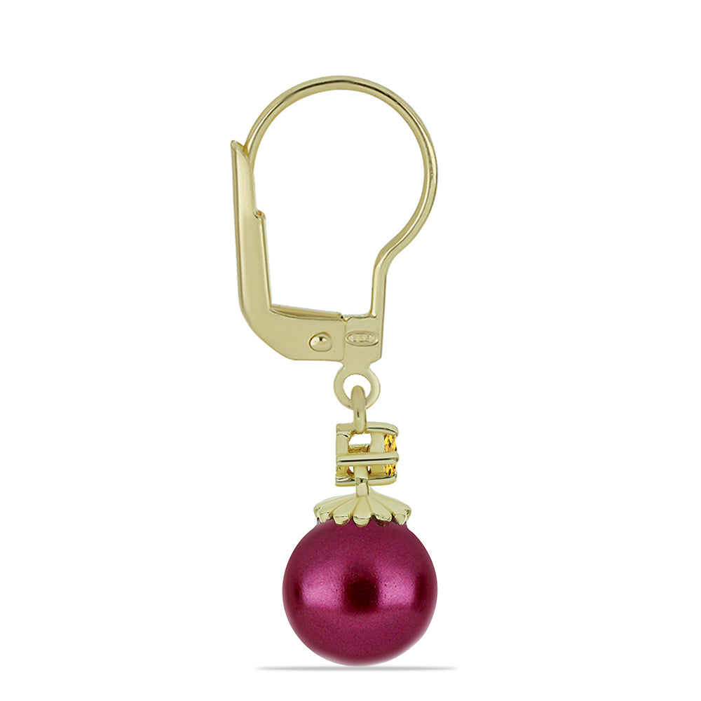 Kullatut hopeat Korvakorut Violetilla Makeanveden Helmellä ja Ural Sitriinillä