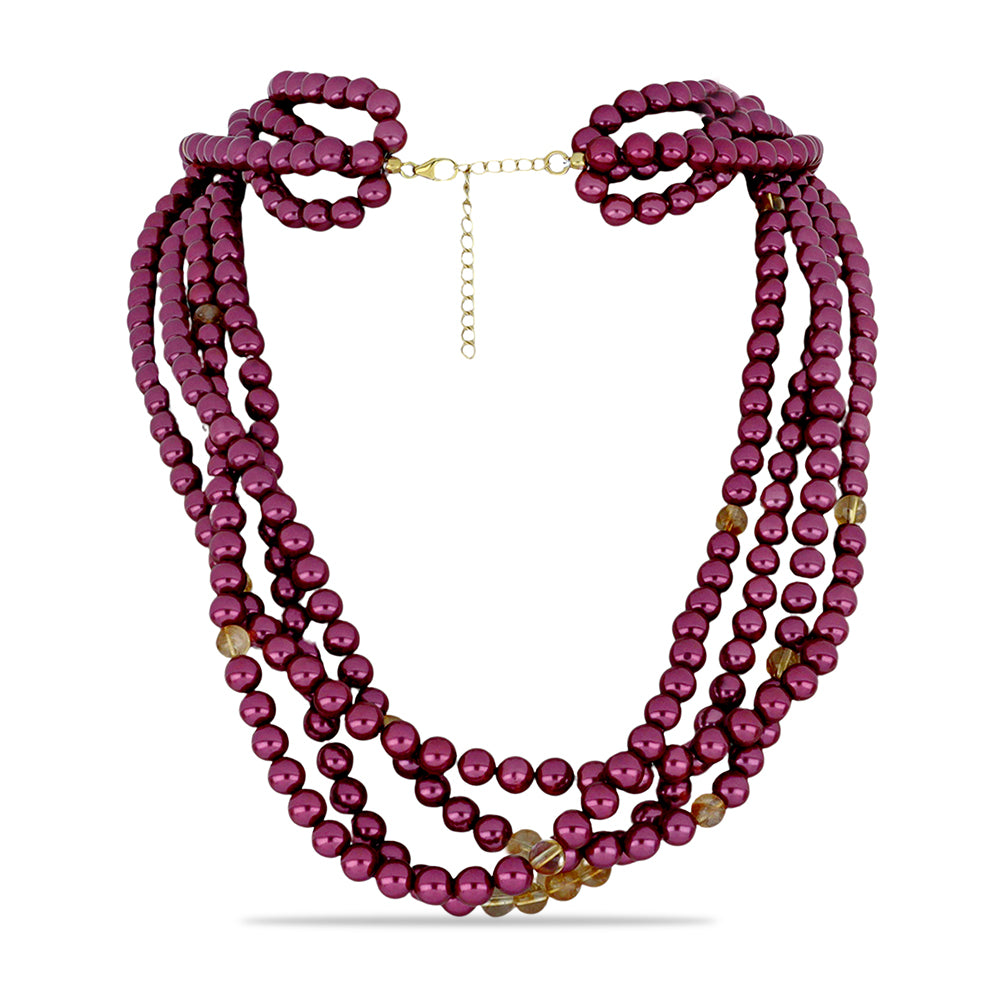 Kullattu hopeaKaulakoru Violetilla Makeanveden Helmellä ja Ural Sitriinillä