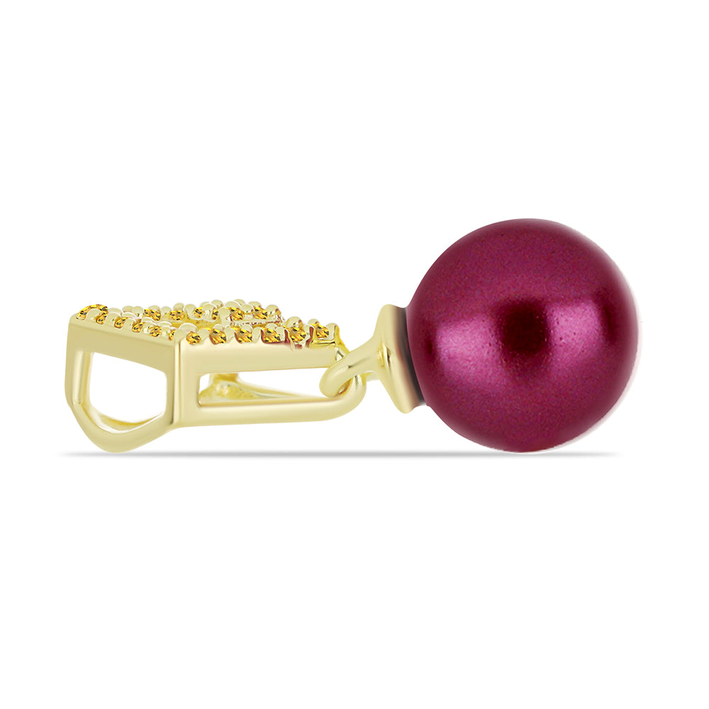 Kullattu hopeaRiipus Violetilla Makeanveden Helmellä ja Ural Sitriinillä