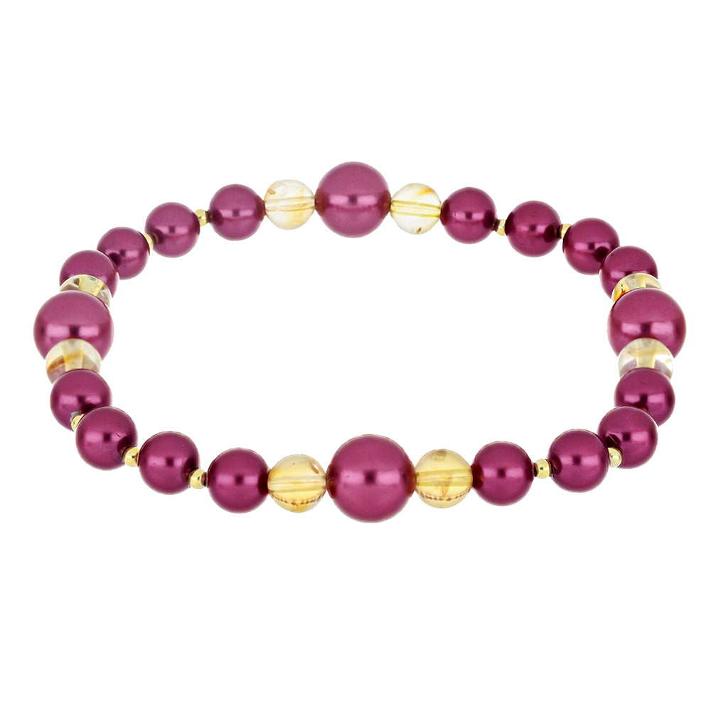 Kullattu hopeaSetti Violetilla Makeanveden Helmellä ja Ural Sitriinillä ( Rannekoru )