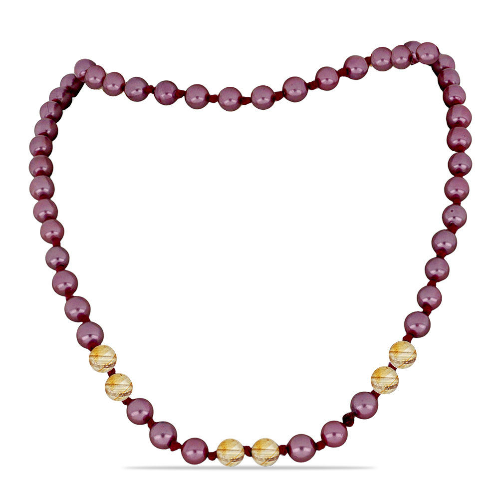 Kaulakoru Violetilla Makeanveden Helmellä ja Ural Sitriinillä