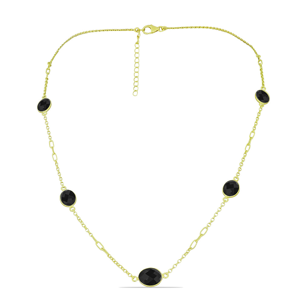 Kullattu hopeaKaulakoru Mustalla Spinellillä