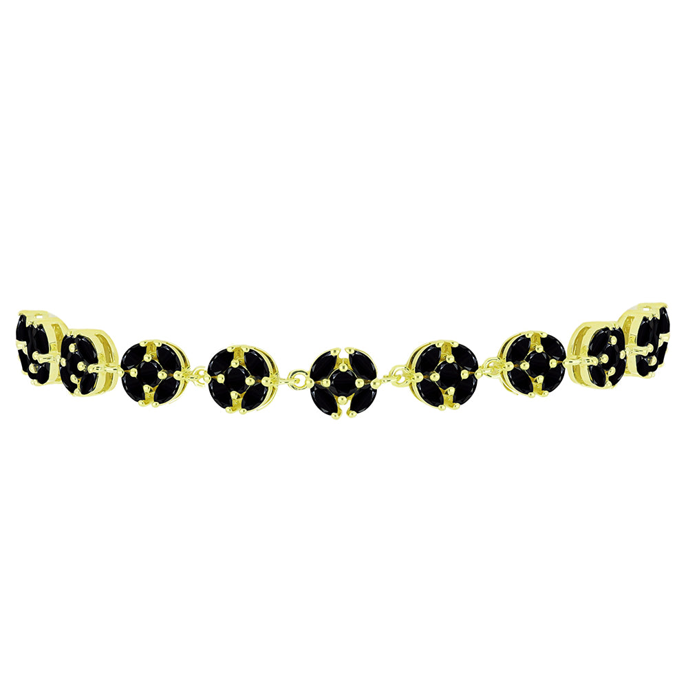 Kullattu hopeaRannekoru Mustalla Spinellillä