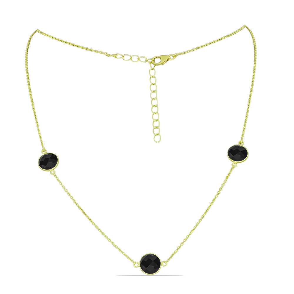 Kullattu hopeaKaulakoru Mustalla Spinellillä