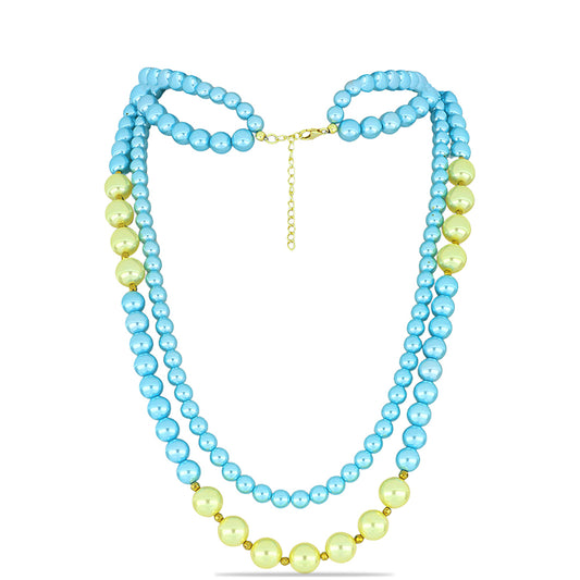 Kullattu hopeaKaulakoru SinisellÀ Makeanveden HelmellÀ ja Persikka Makeanveden HelmellÀ