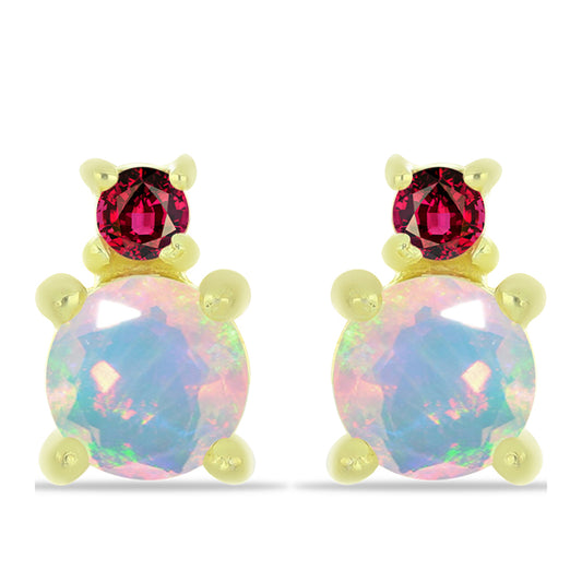 Kullatut hopeat Korvakorut Welo-opaali ja Chakra Turmaliinilla