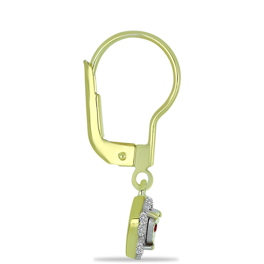 Kullatut hopeat Korvakorut Punaisella Timantilla ja Valkoisella Timantilla