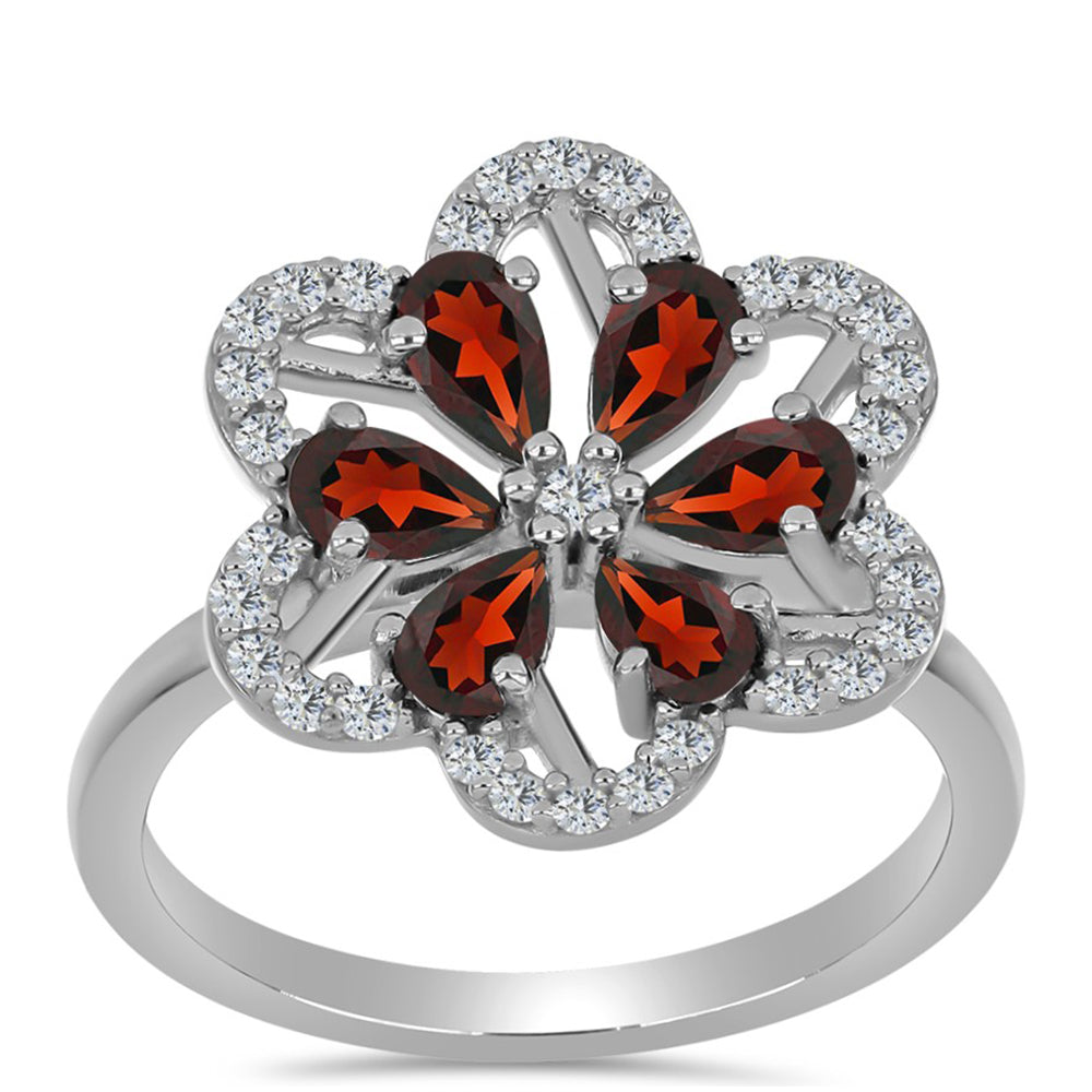 HopeaSormus Barton Granaatilla ja Valkoisella Topaasilla