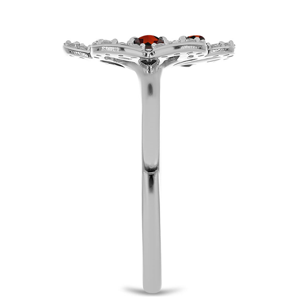 HopeaSormus Barton Granaatilla ja Valkoisella Topaasilla