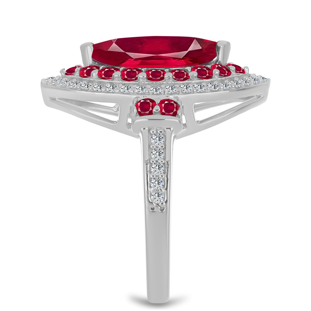 HopeaSormus Malagassin Rubiinilla ja Valkoisella Topaasilla