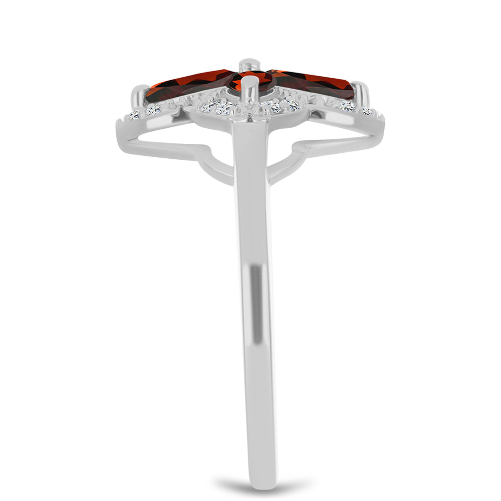 HopeaSormus Barton Granaatilla ja Valkoisella Topaasilla