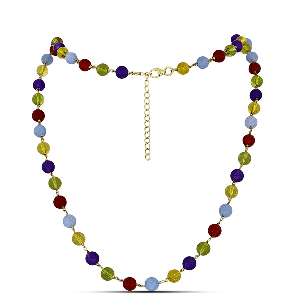 Kullattu hopeaKaulakoru Violetilla Jadella ja Ural Sitriinillä