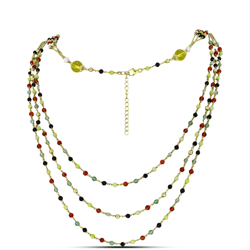 Kullattu hopeaKaulakoru Karneolilla ja Ural Sitriinillä