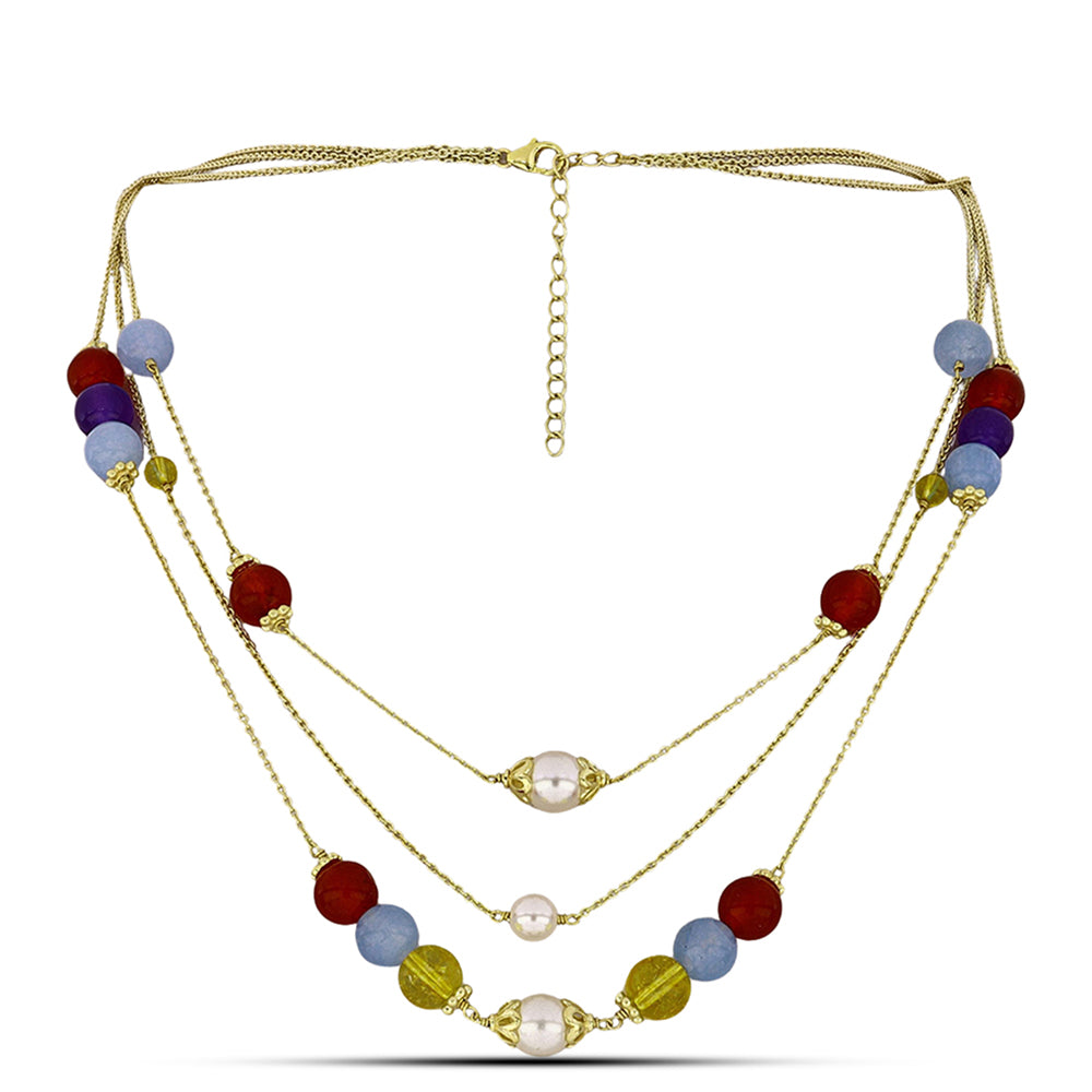 Kullattu hopeaKaulakoru Violetilla Jadella ja Ural Sitriinillä