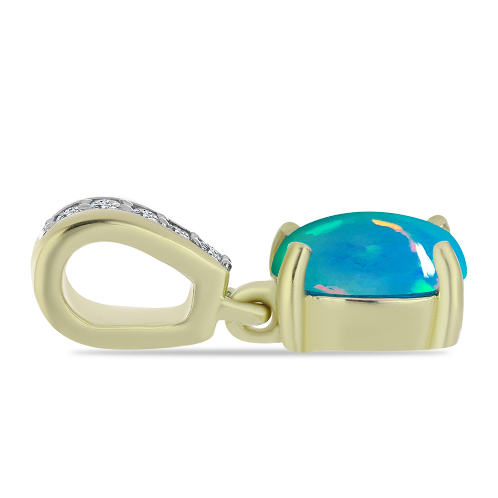 Kullattu hopeaRiipus Etiopialaisella Paraiba-Sinisellä Opaalilla ja Valkoisella Topaasilla