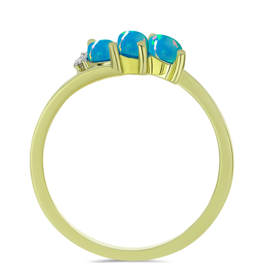 Kullattu hopeaSormus Etiopialaisella Paraiba-SinisellÀ Opaalilla ja Valkoisella Topaasilla