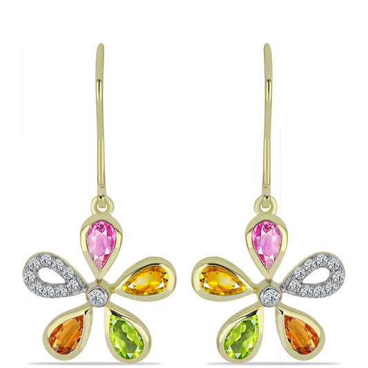 Kullatut hopeat Korvakorut Roseberyn Sateenkaarisafiirilla ja Valkoisella Topaasilla