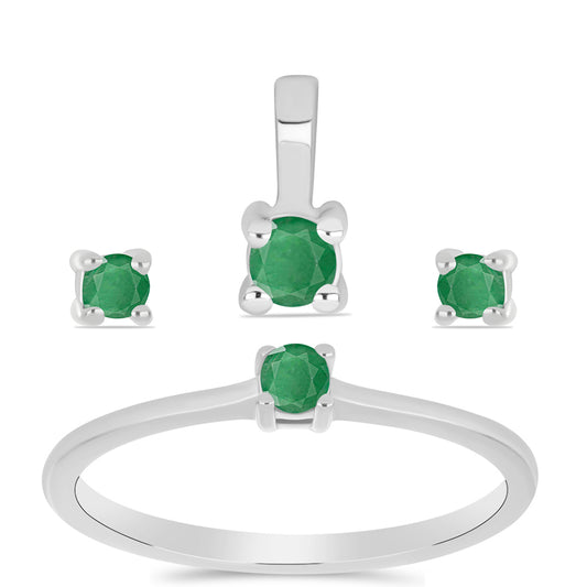 HopeaSetti Brasilian Smaragdilla ( Korvakorut+Sormus+Riipus )