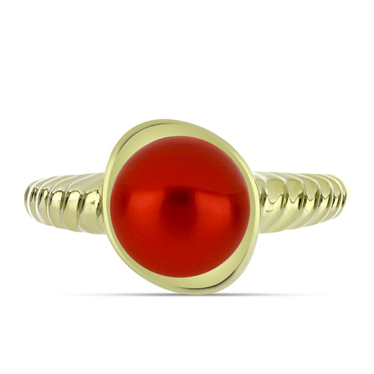 Kullattu hopeaSormus Punainen makeanveden helmellÀ