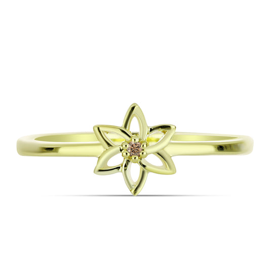 Kullattu hopeaSormus Shamppanjan VÀrisellÀ Timantilla