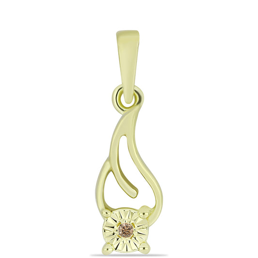 Kullattu hopeaRiipus Shamppanjan Värisellä Timantilla