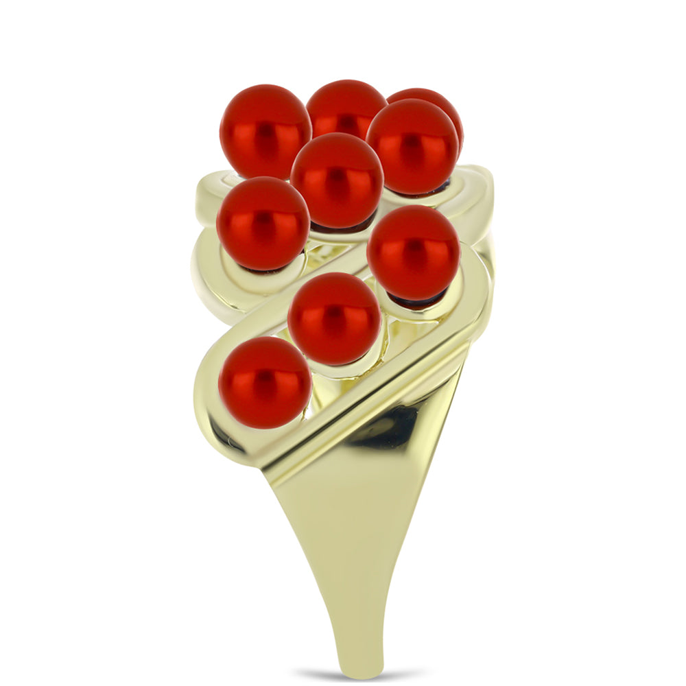 Kullattu hopeaSormus Punainen makeanveden helmellä