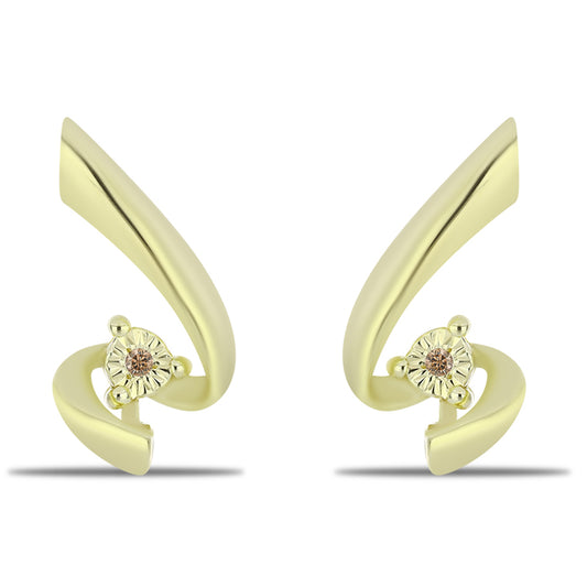 Kullatut hopeat Korvakorut Shamppanjan VÀrisellÀ Timantilla