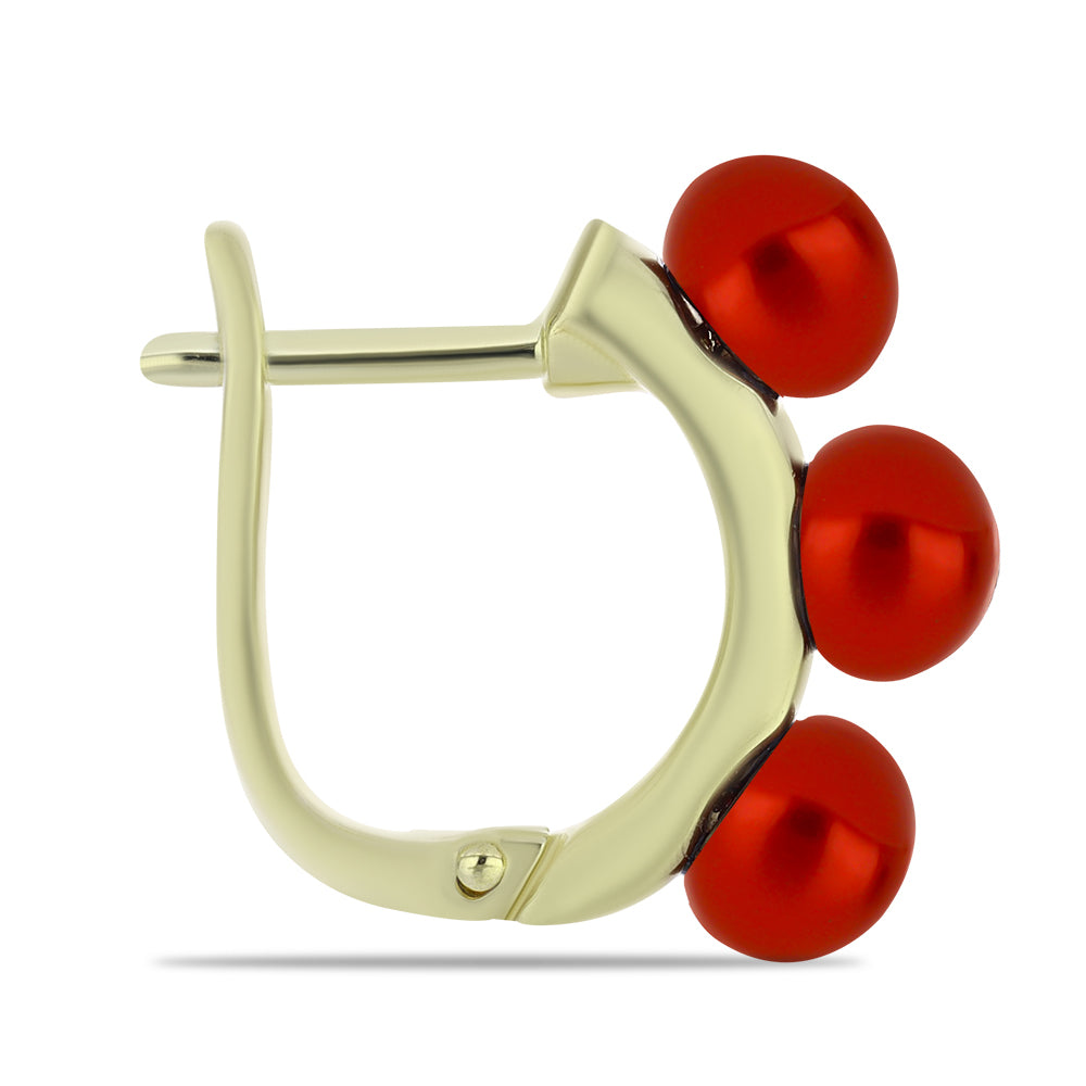 Kullatut hopeat Korvakorut Punainen makeanveden helmellä 2