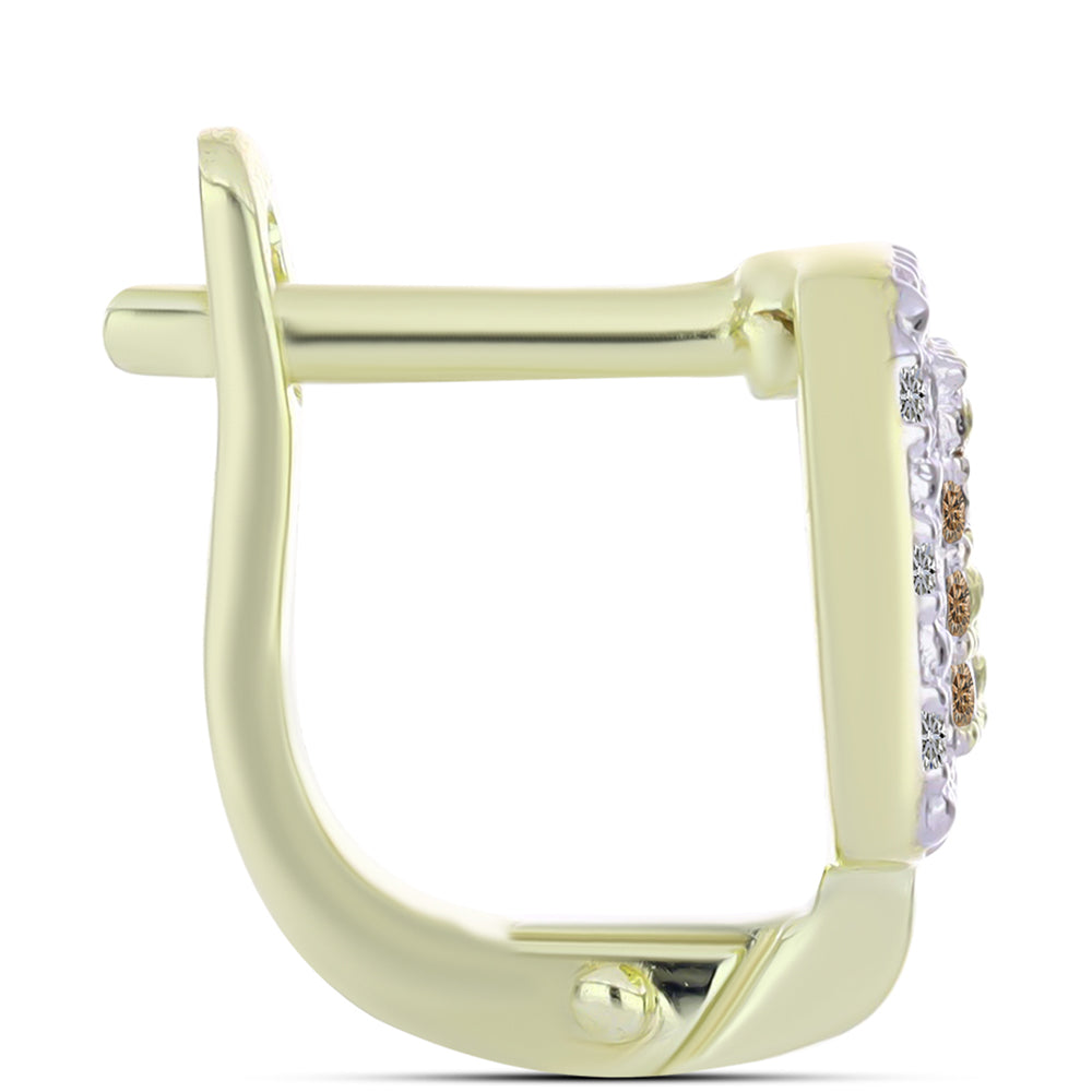 Kullatut hopeat Korvakorut Shamppanjan Värisellä Timantilla ja Valkoisella Timantilla