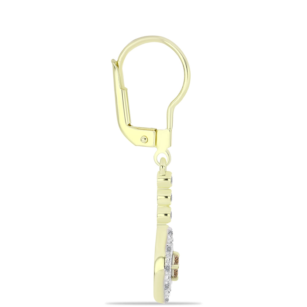 Kullatut hopeat Korvakorut Shamppanjan Värisellä Timantilla ja Valkoisella Timantilla