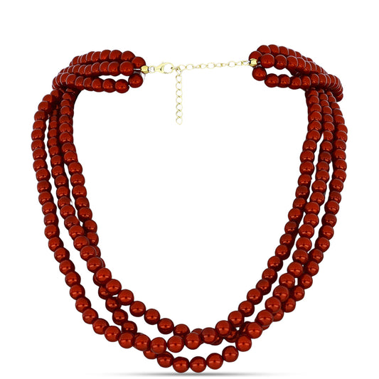 Kullattu hopeaKaulakoru Punainen makeanveden helmellÀ