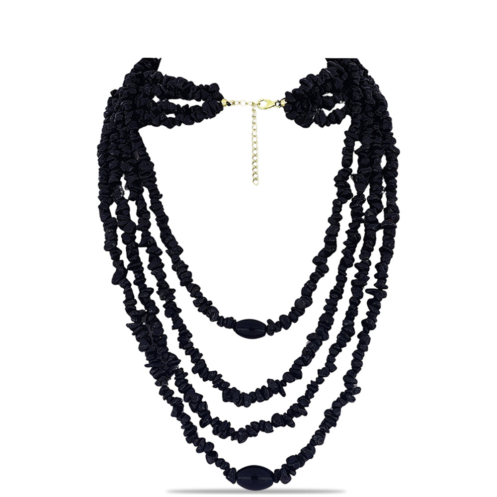 Kullattu hopeaKaulakoru Suwarin Mustalla Onyksilla