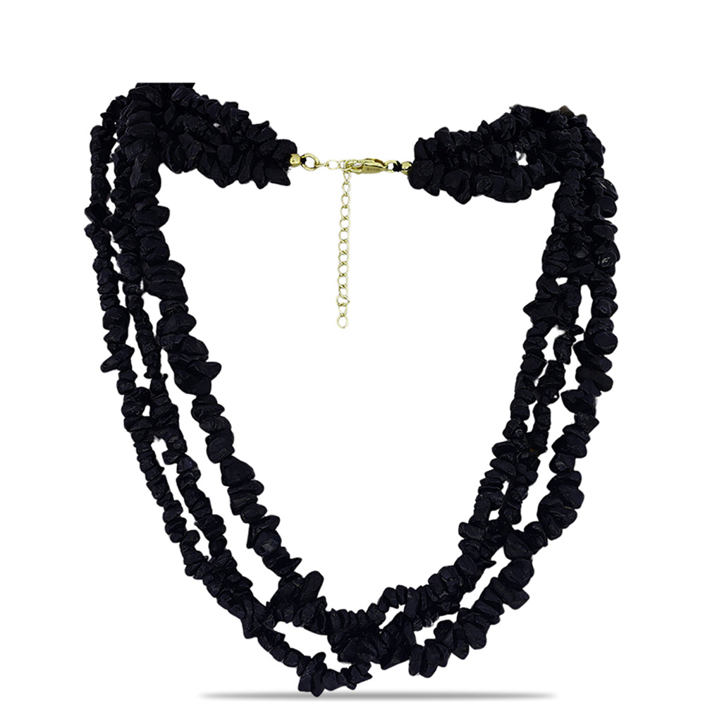 Kullattu hopeaKaulakoru Suwarin Mustalla Onyksilla