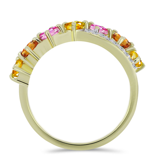 Kullattu hopeaSormus Roseberyn Sateenkaarisafiirilla ja Valkoisella Topaasilla