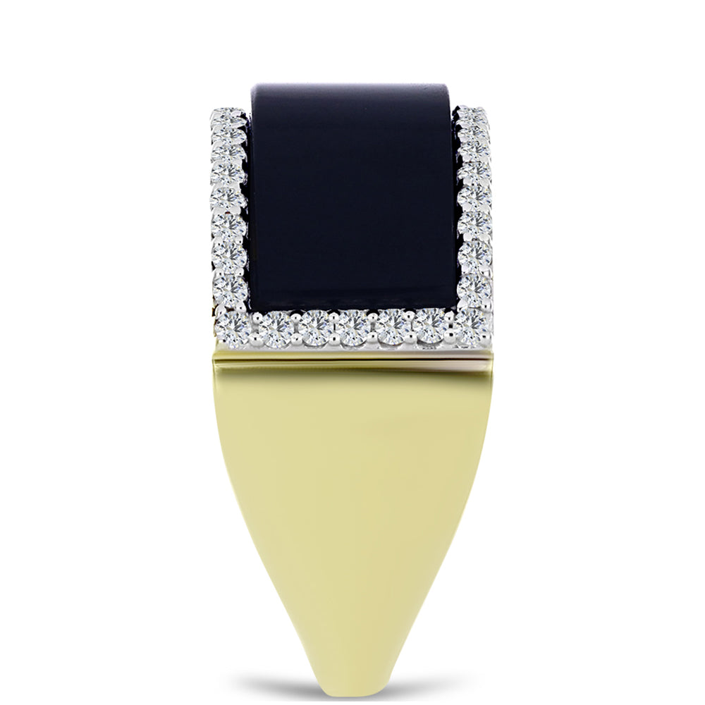 Kullattu hopeaSormus Suwarin Mustalla Onyksilla ja Valkoisella Topaasilla