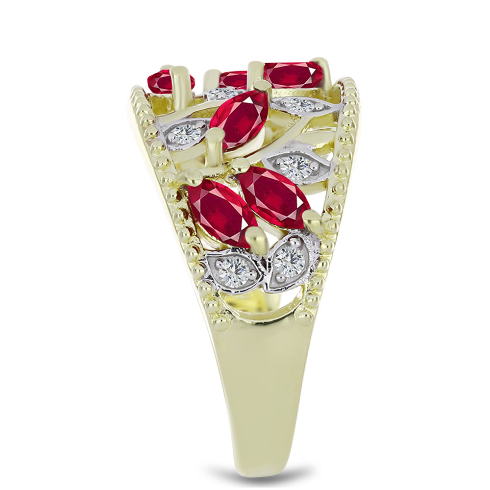 Kullattu hopeaSormus Malagassin Rubiinilla ja Valkoisella Topaasilla