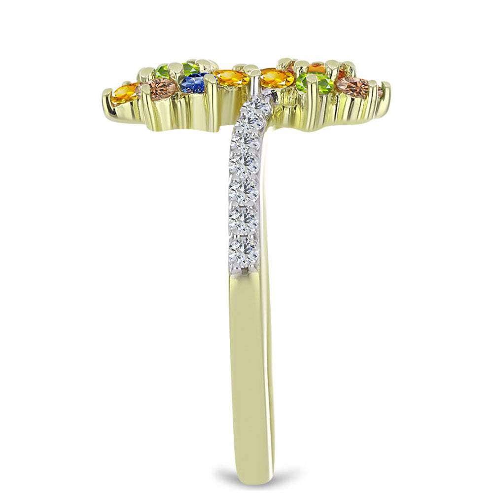 Kullattu hopeaSormus Roseberyn Sateenkaarisafiirilla ja Valkoisella Topaasilla