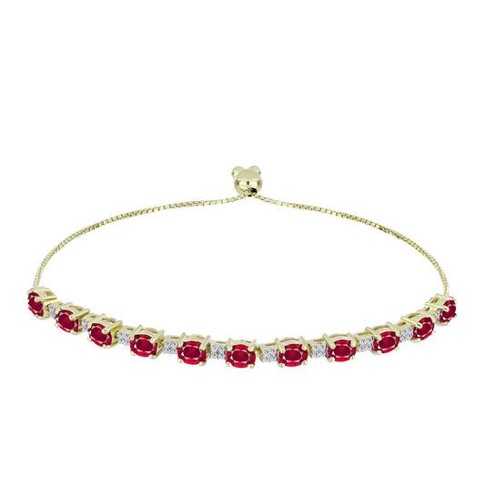 Kullattu hopeaRannekoru Malagassin Rubiinilla ja Valkoisella Topaasilla