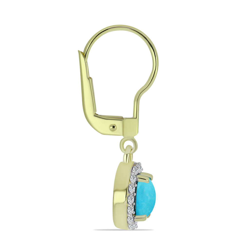 Kullatut hopeat Korvakorut Ruususen Turkoosilla ja Valkoisella Topaasilla