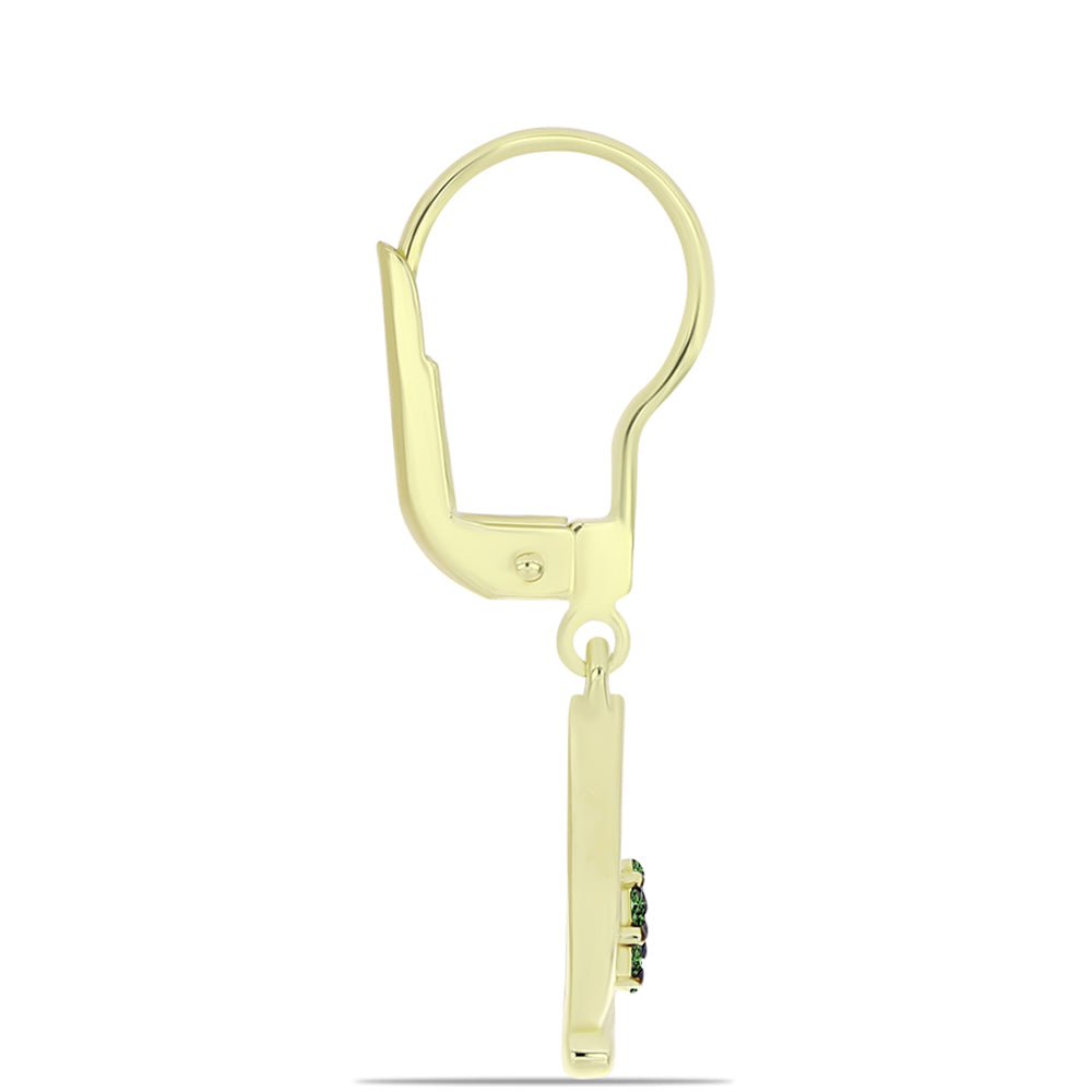 Kullatut hopeat Korvakorut Vihreällä Timantilla 2