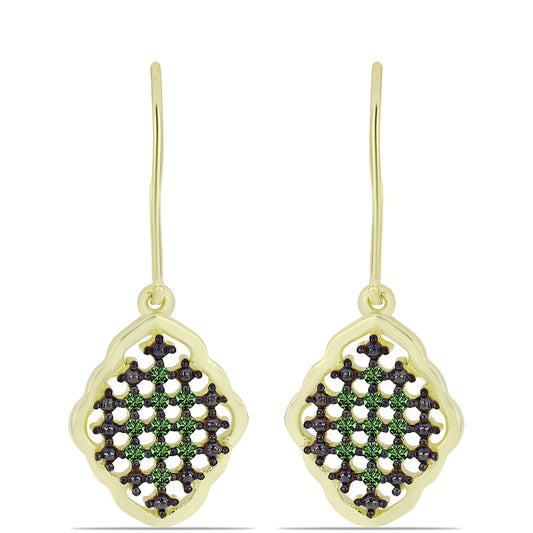 Kullatut hopeat Korvakorut VihreÀllÀ Timantilla