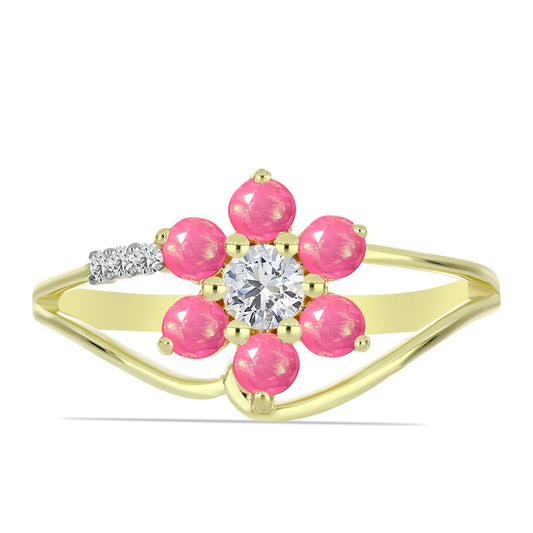 Kullattu hopeaSormus Etiopian Lega Dembin Vaaleanpunaisella Opaalilla ja Valkoisella Topaasilla