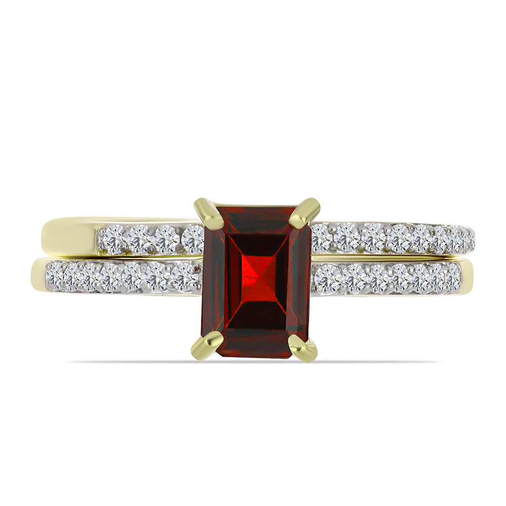 Kullattu hopeaSetti Majesteettinen Rouge Moissanite ja Valkoisella Topaasilla ( Sormus )