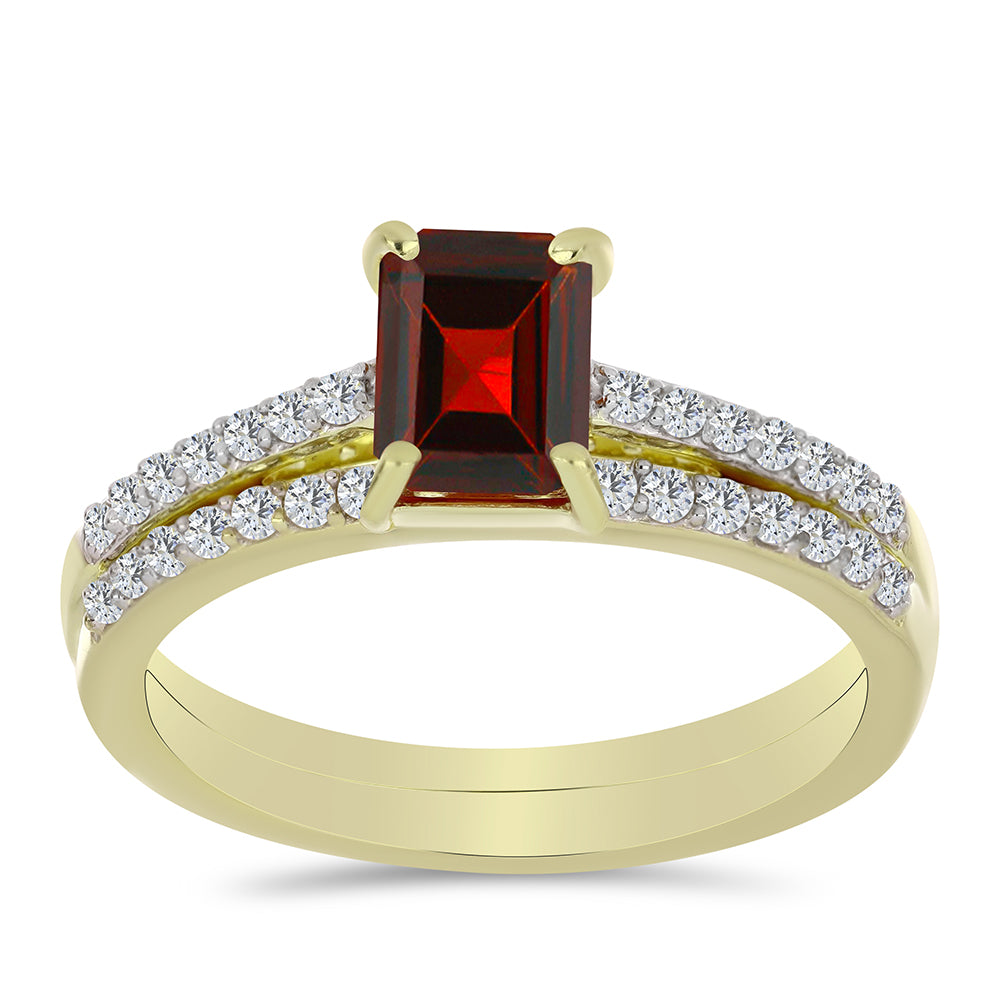 Kullattu hopeaSetti Majesteettinen Rouge Moissanite ja Valkoisella Topaasilla ( Sormus )