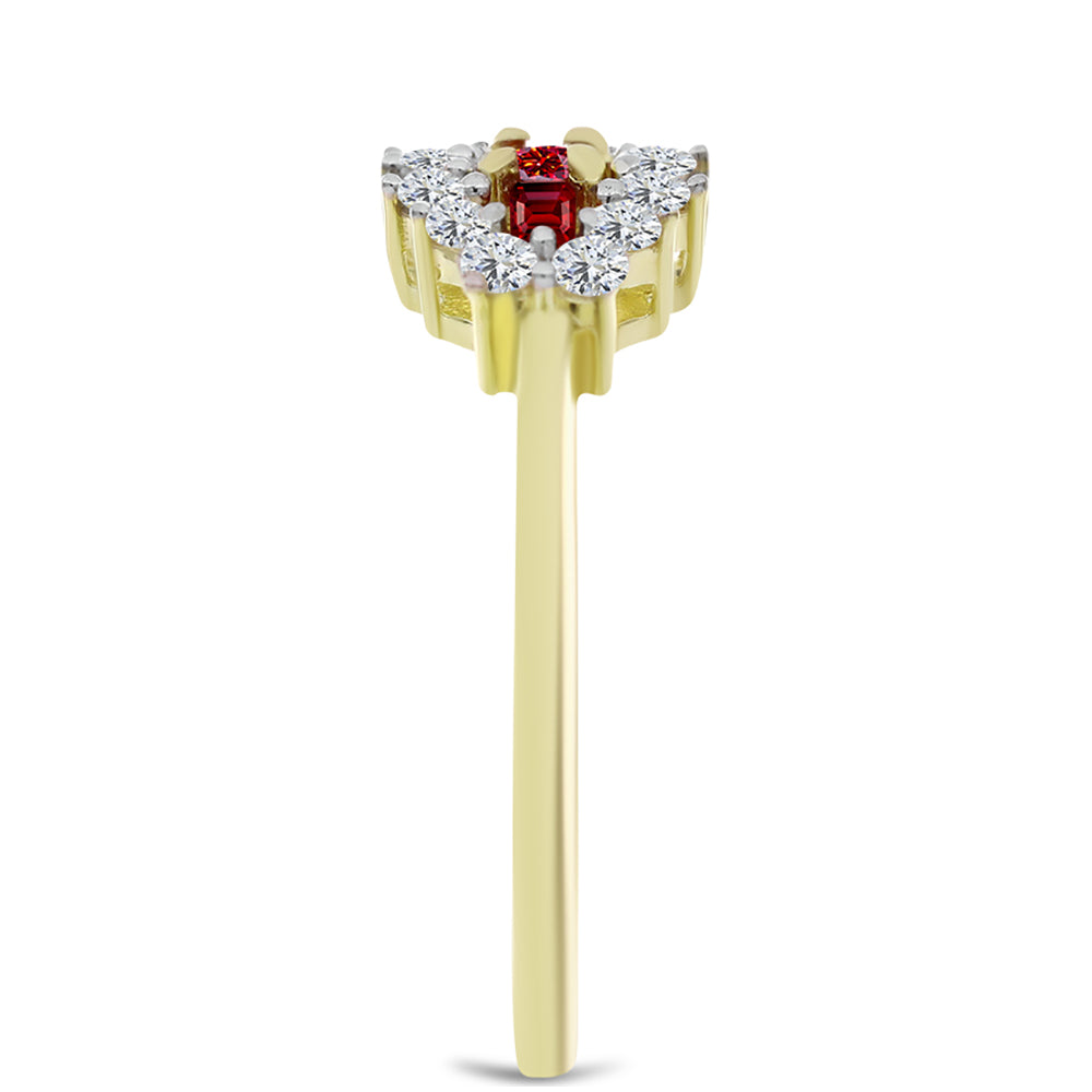 Kullattu hopeaSormus Majesteettinen Rouge Moissanite ja Valkoisella Topaasilla