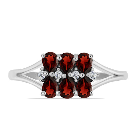 HopeaSormus Barton Granaatilla ja Valkoisella Topaasilla